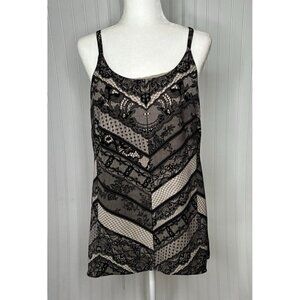 CAbi Womens S Monaco Lace Print Adjustable Spaghetti Strap Long Tunic Mini Dress